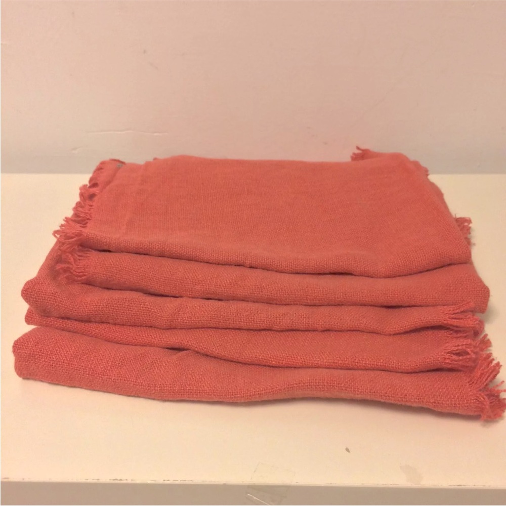 Serena & Lily square fringe placemats pink set of 5